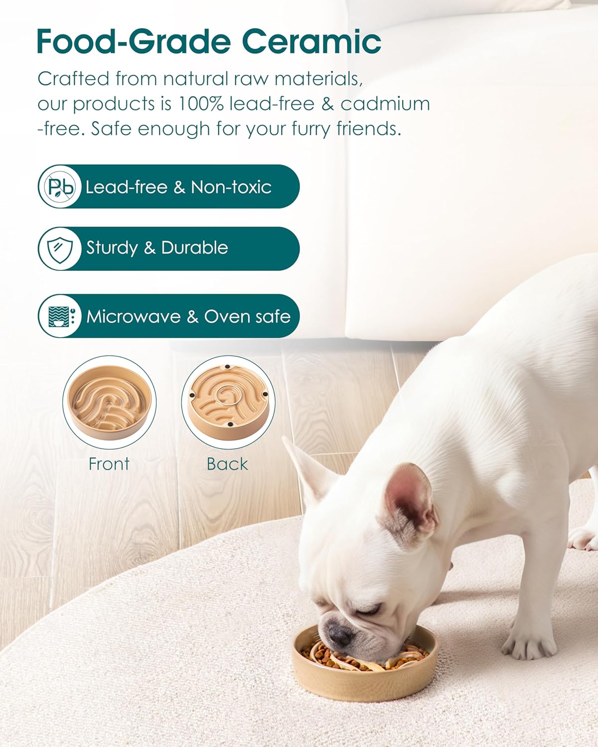 Thumbnail 3 de vancasso Slow Feeder Dog Bowl (0.6 Cup) ceramic puzzle dish for small breeds and kittens