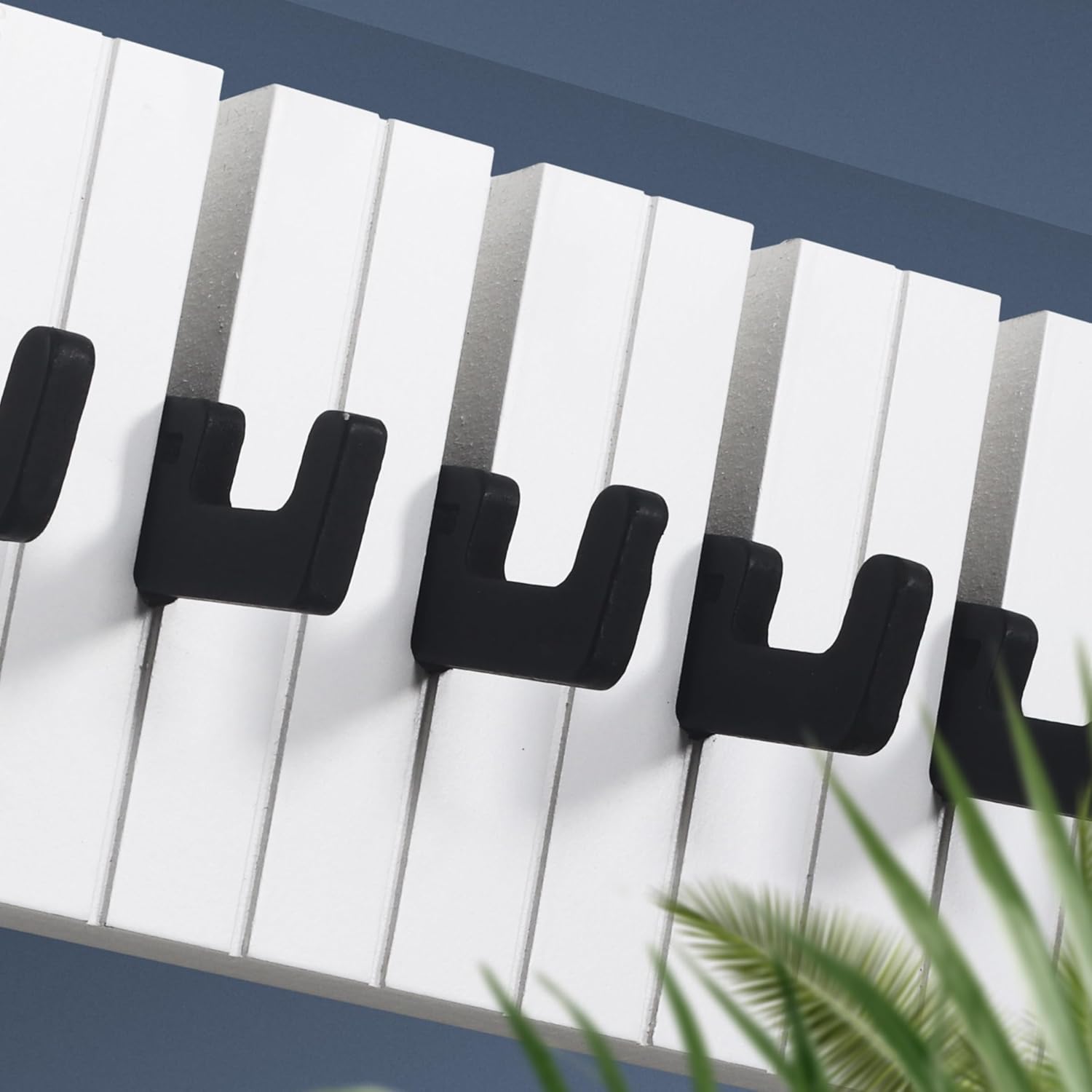 Thumbnail 3 de RICOO Patère murale pour enfants WM1886-M en bois noir et blanc (39 x 15 x 2 cm) avec 8 crochets