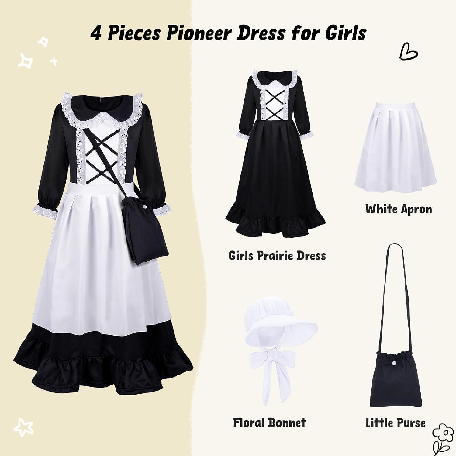 Detalle 2 de MELAND Victorian Costume Girl for Ages 5-13