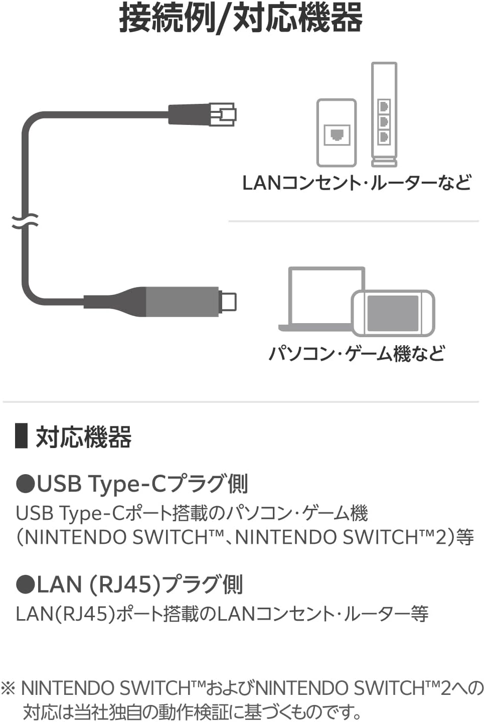 Detalle 2 de エレコム ECLD-CL1G30BK USB Type-C有線LAN変換ケーブル Cat6・最大1Gbps・約3m