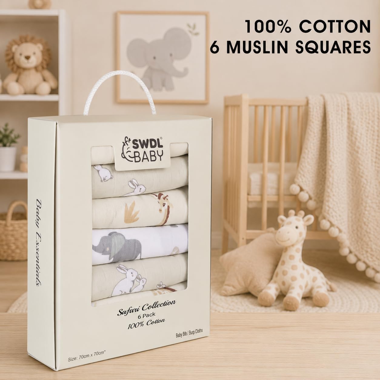 Thumbnail 4 de Large Baby Muslin Cloths Pack of 6 70 x 70 cm