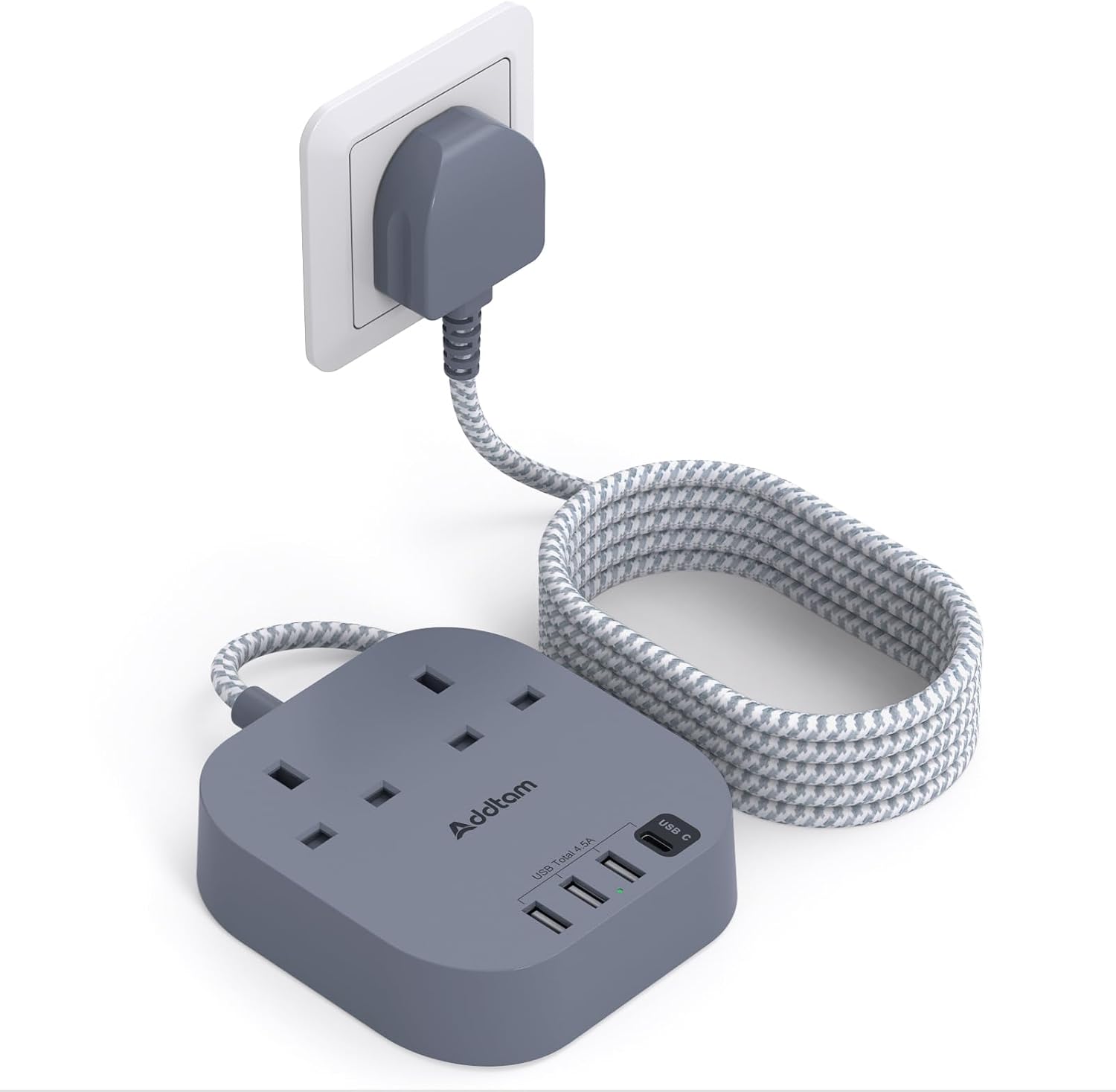 Thumbnail 5 de 3M Extension Lead 4.5A USB‑C + 3 USB‑A Power Strip 🔌