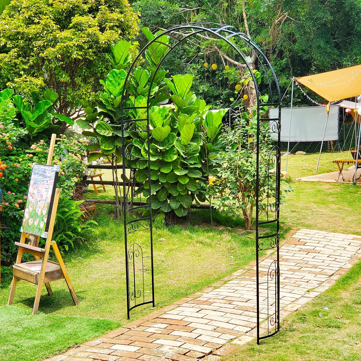Thumbnail 1 de SCENDOR Rose Arch Arbour 87" Iron Garden Arch