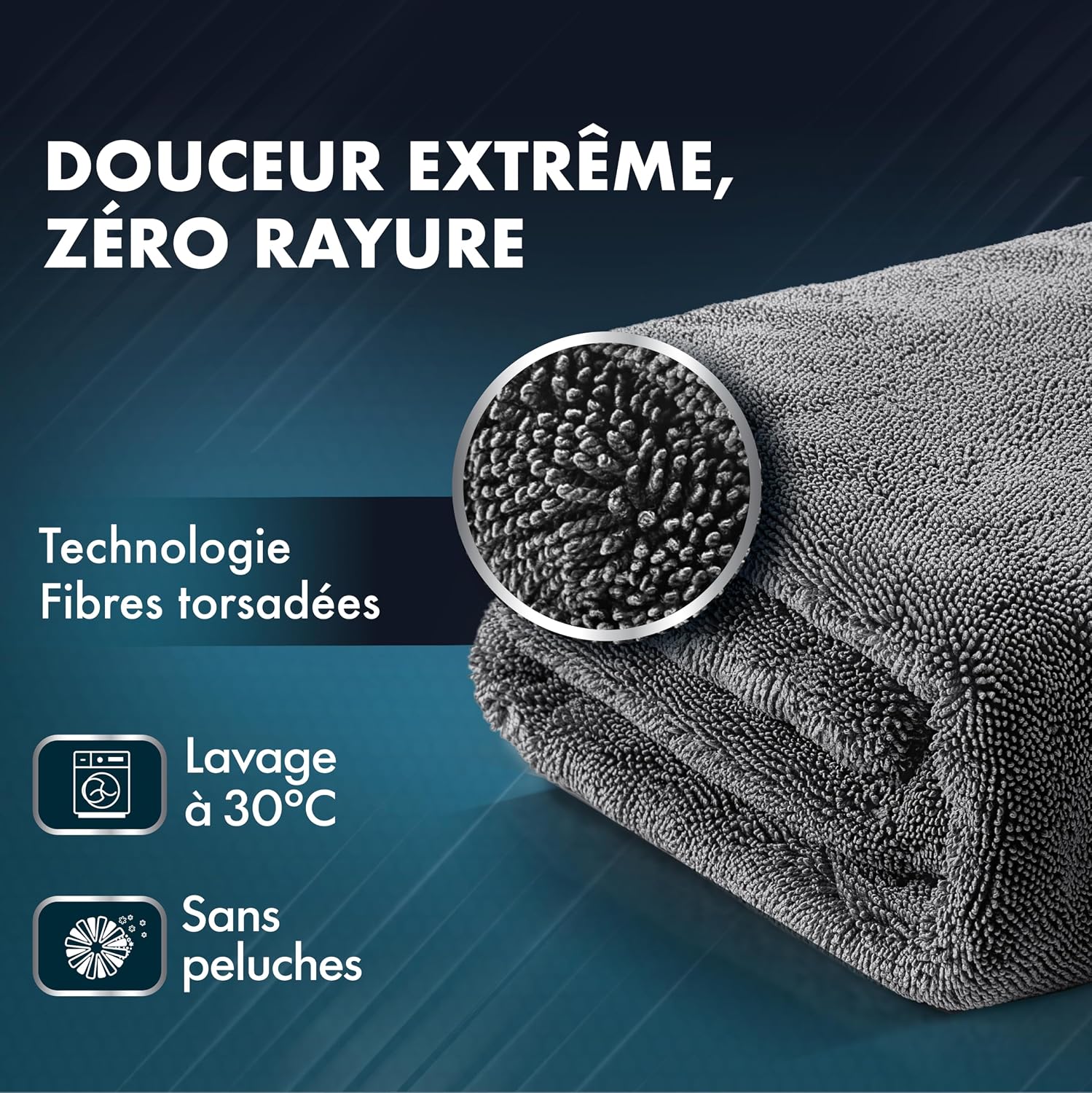 Detalle de ZENAKIO Chiffon Microfibre Voiture Séchage S 40x40 cm – 1800 g/m², sans trace et sans rayures