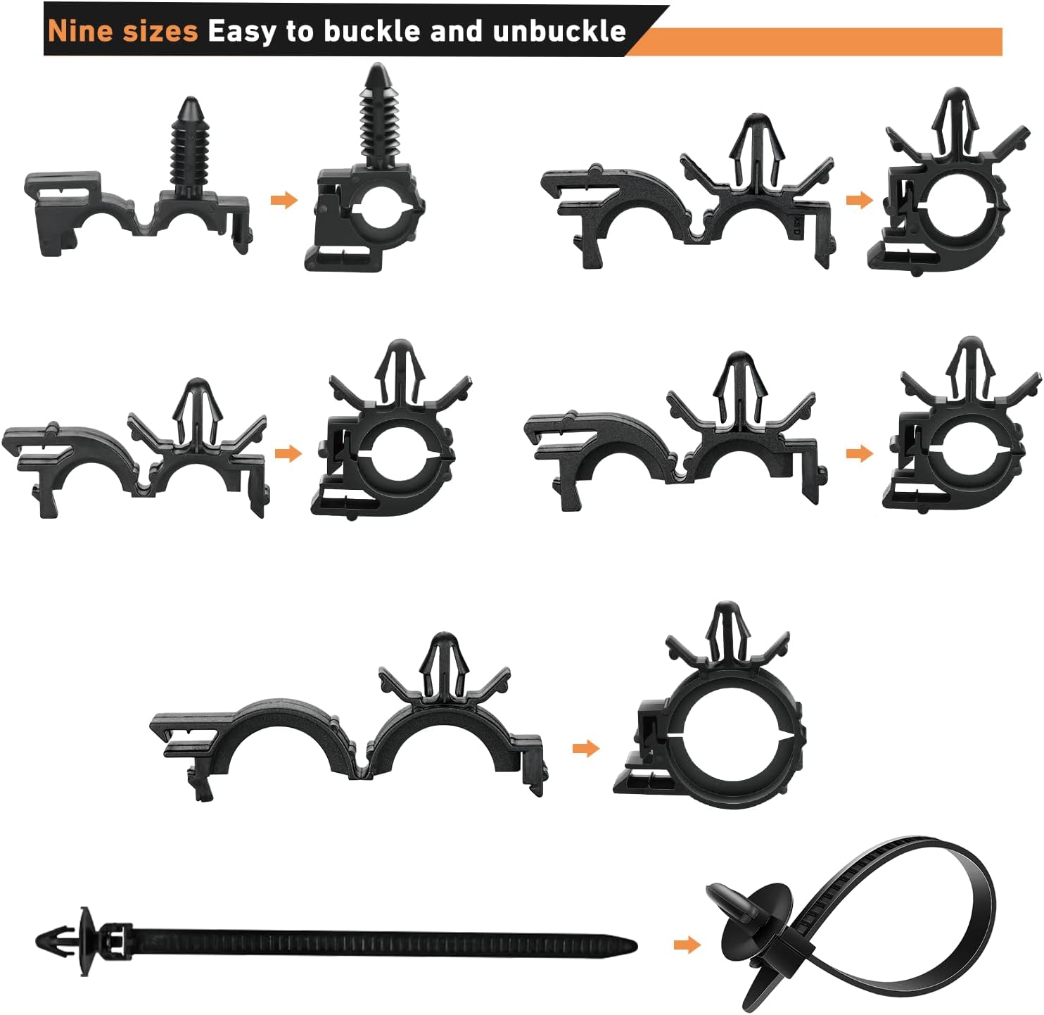 Thumbnail 4 de GOOACC 130Pcs Wire Loom Clip Kit 130pcs