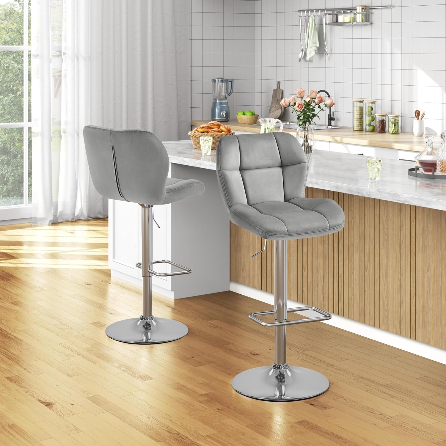 Detalle 2 de Yaheetech Taburete de Bar Ajustable 89-111 cm