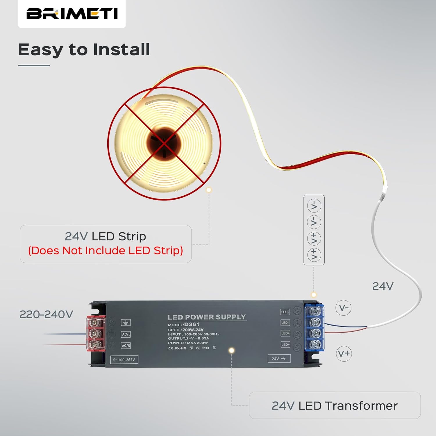 Thumbnail 2 de BRIMETI LED Trafo 24V Netzteil 230V auf 24V 100W – kompakt, zuverlässig und nicht dimmbar