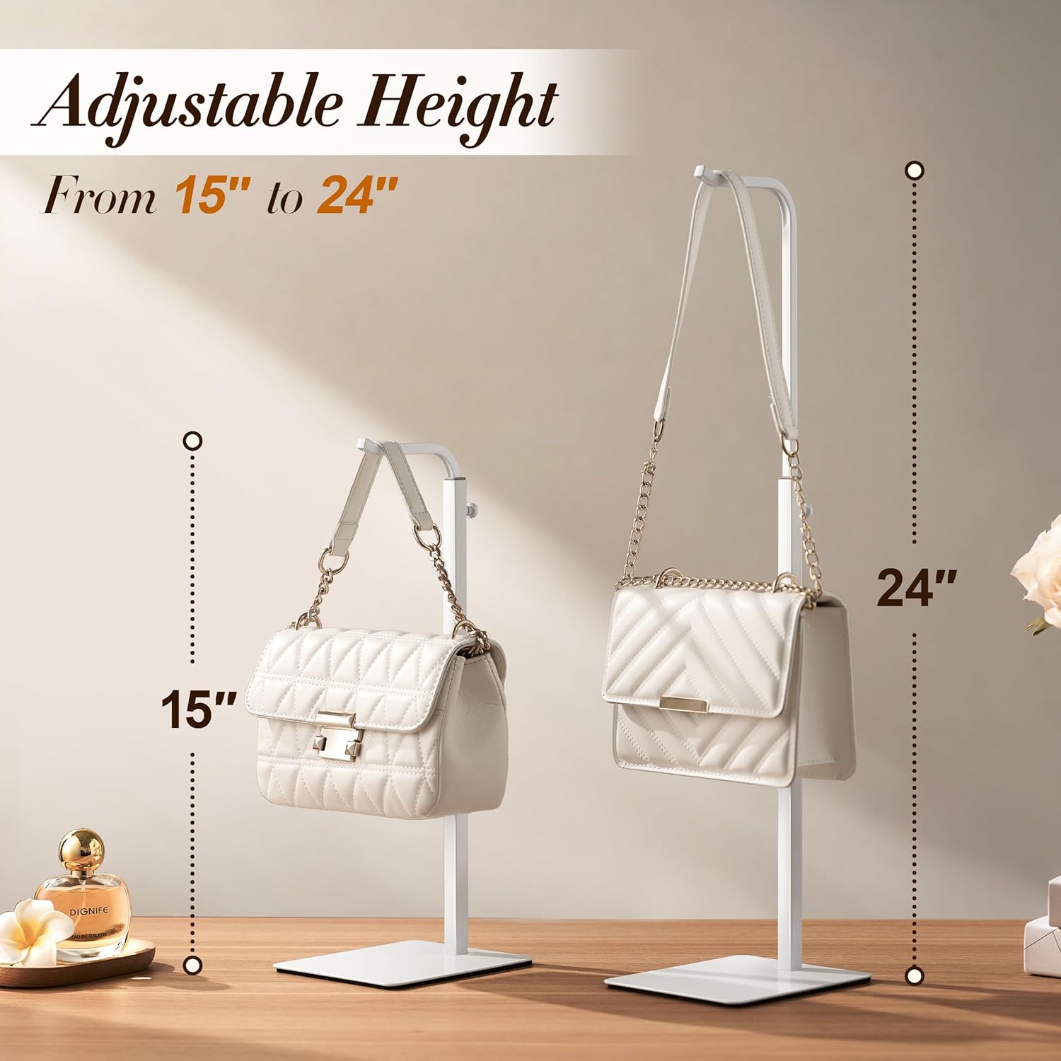 Thumbnail 2 de pickpiff 3 Pack Purse Holder Handbag Display Stand (White) – Adjustable Hook for Retail, Tabletop & Home