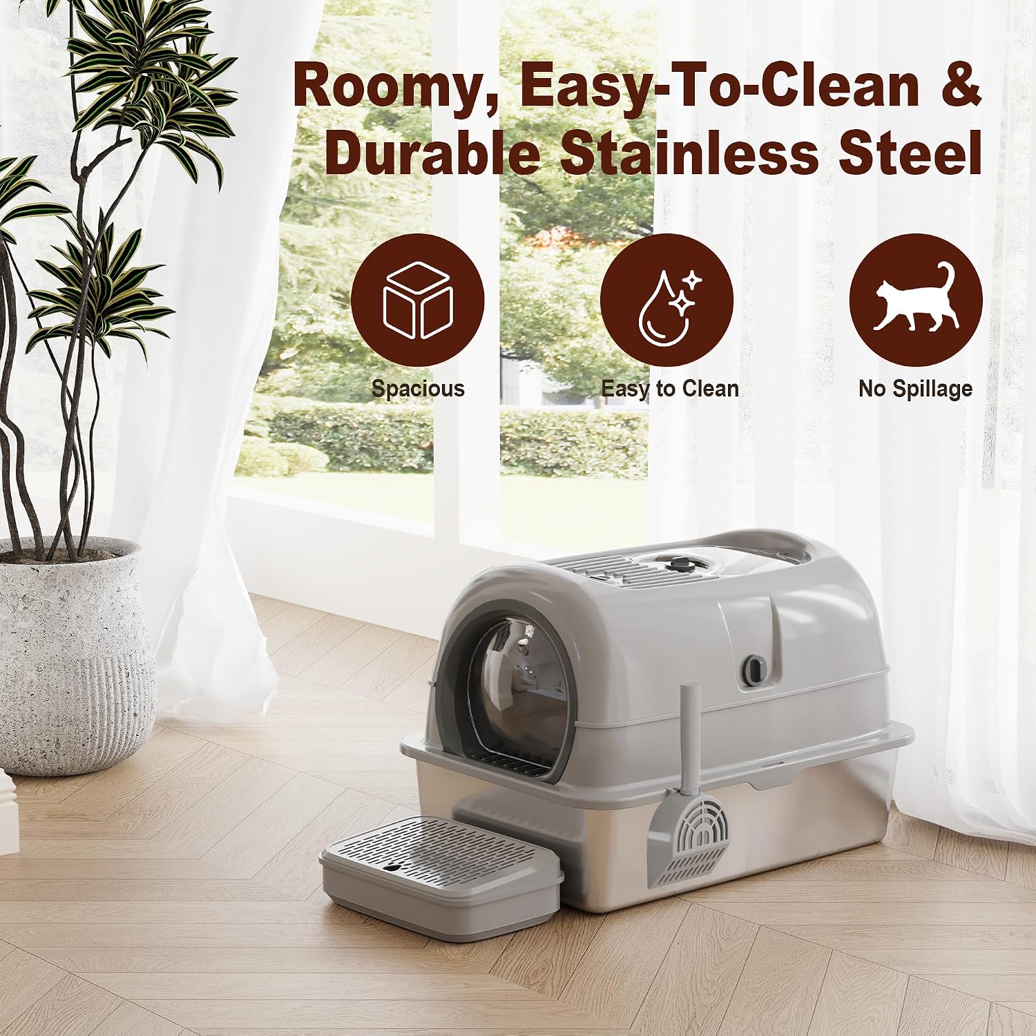 Detalle de Cat Litter Box, Stainless Steel