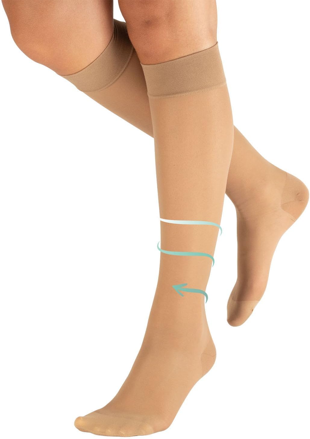 CALZITALY Pack 1/2 Mi-bas de contention à compression graduée forte 18-22 mmHg – Noir / Beige, 140 DEN, Made in Italy