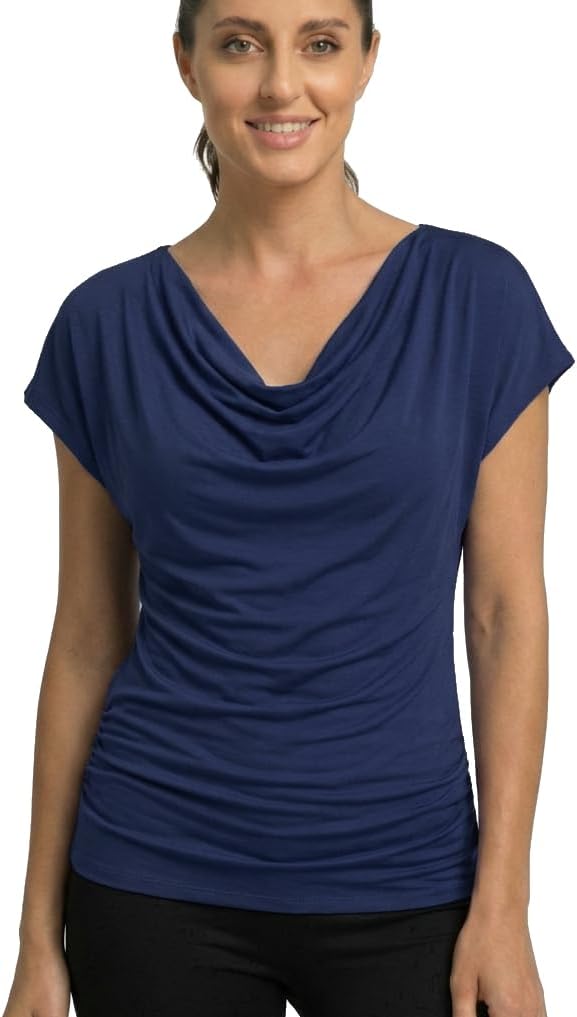 Detalle 2 de Van Der Rich Damen T-Shirt Bluse mit Wasserfallkragen