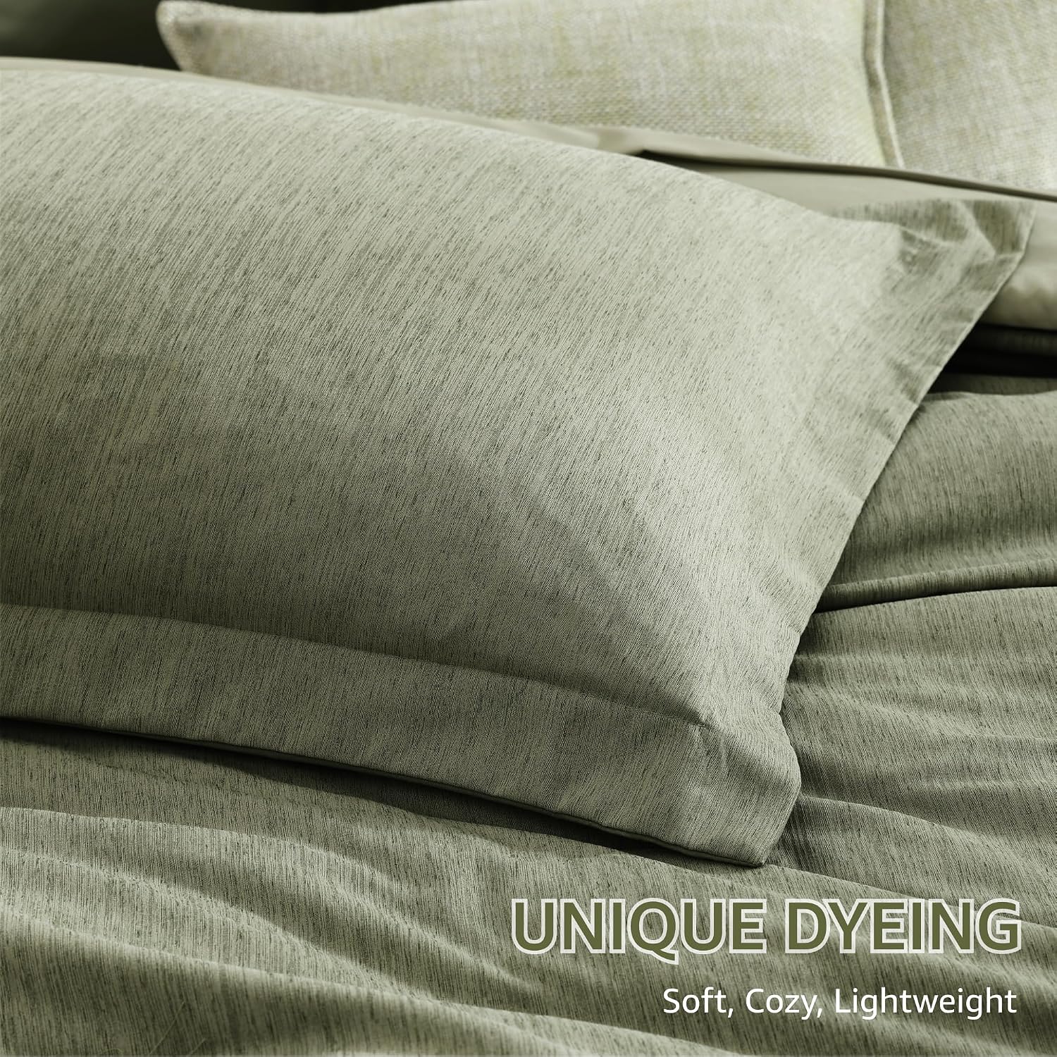 Thumbnail 5 de Monbix Oversized Queen Comforter Set, Sage Green 7-Piece Bed in a Bag