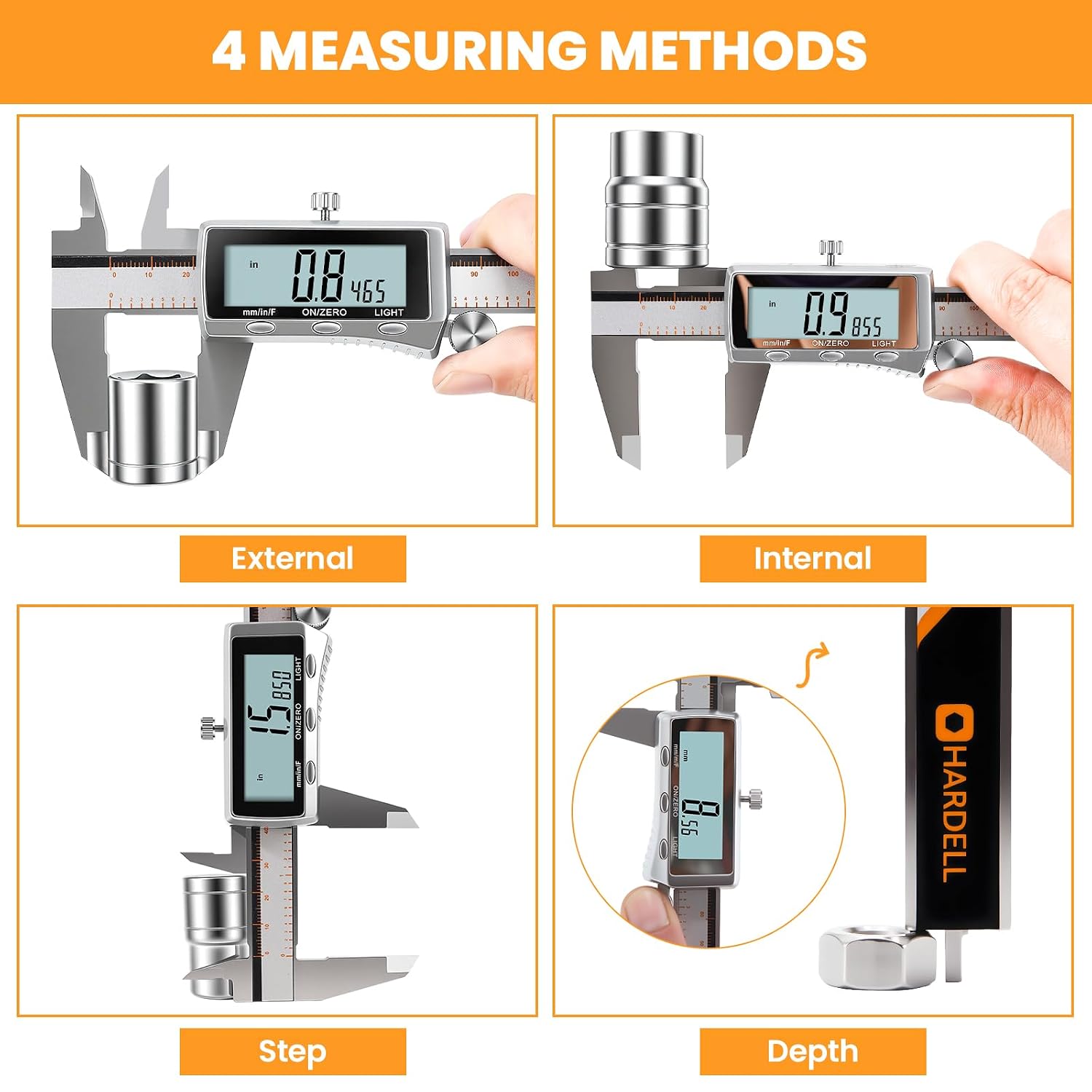 Thumbnail 6 de HARDELL Rechargeable-150MM Digital Caliper, 6-Inch Metal, USB-C, Backlit