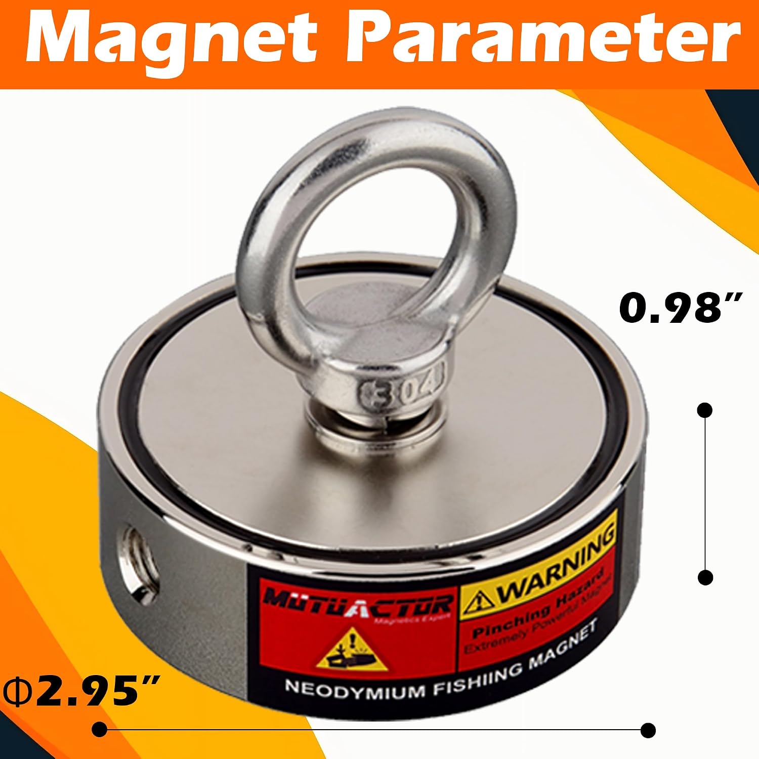 Detalle 1 de MUTUACTOR Double-Sided Neodymium Fishing Magnet Kit, 1,400-lb Pull
