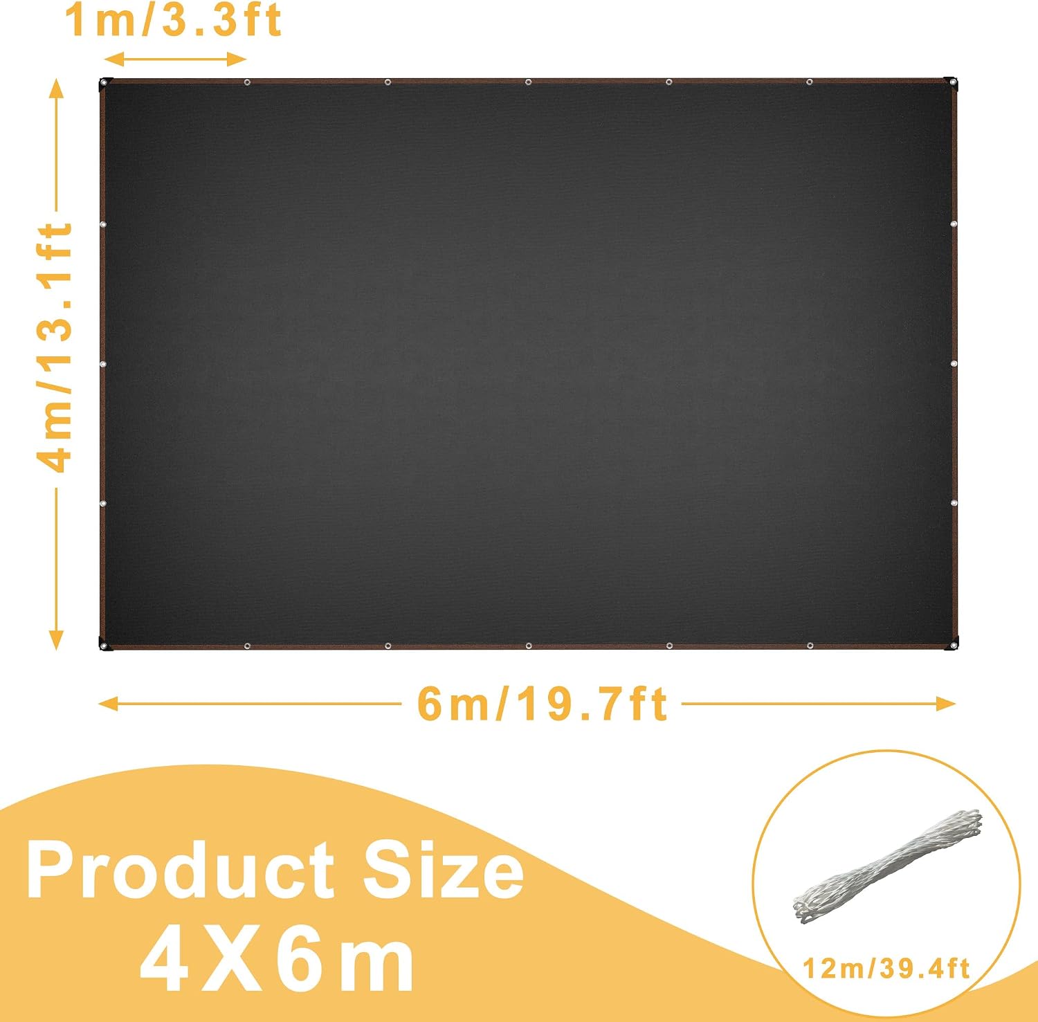 Detalle 2 de YRHome Sonnensegel 4x6 m mit UV-Schutz