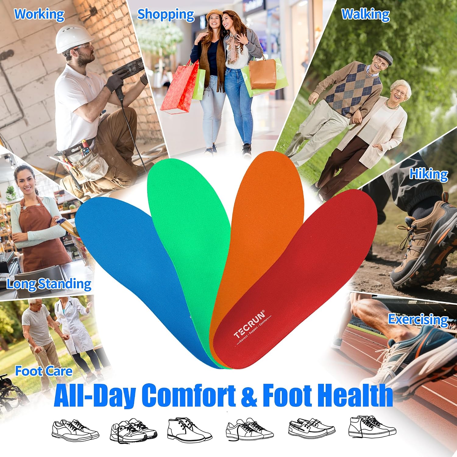 Thumbnail 6 de TECRUN Plantar Fasciitis Insoles with 4 Arch Heights