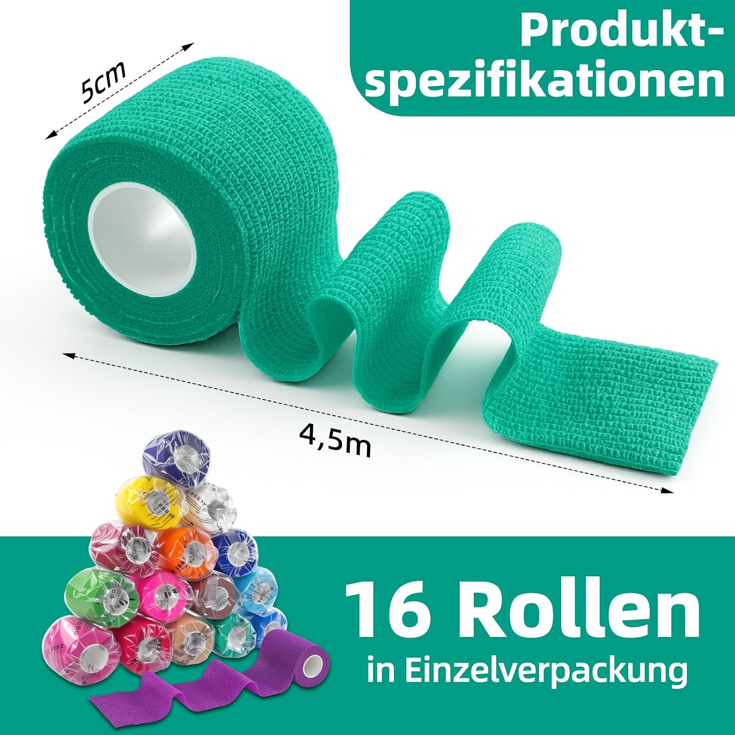 Thumbnail 2 de HONYAO Selbstklebender Verband 5 cm x 4,5 m