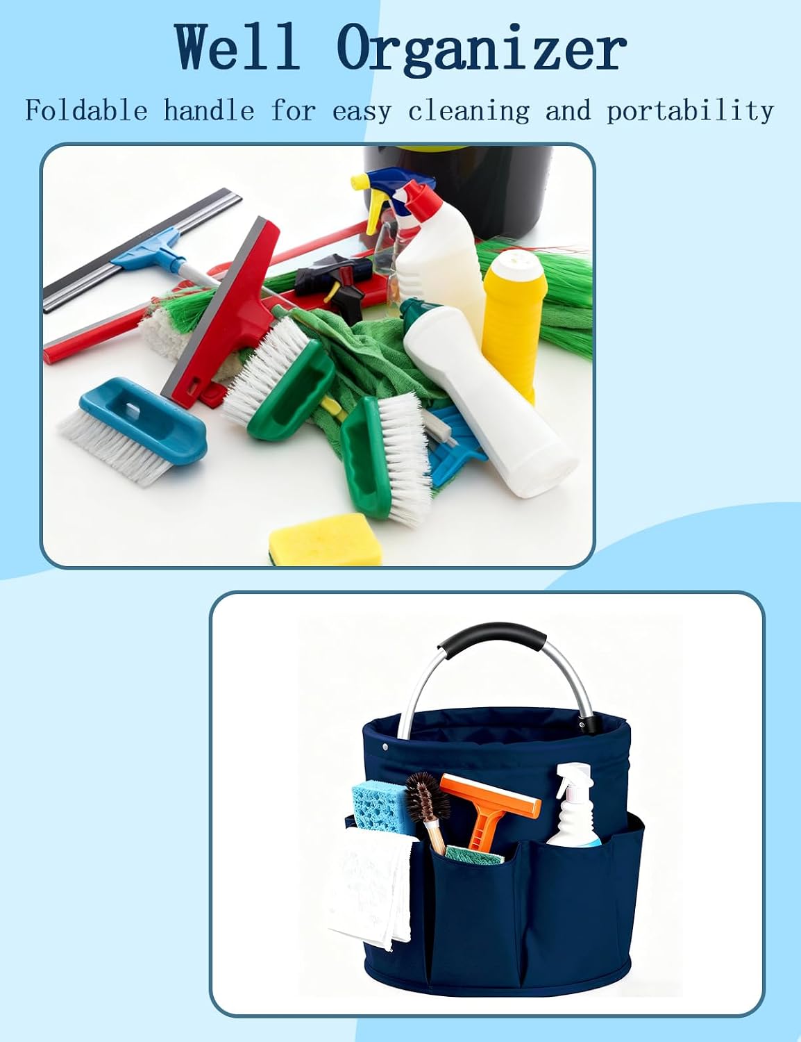 Thumbnail 6 de CIHTL A0022 Cleaning Caddy with Handle, Foldable 17L Organizer with 6 Pockets