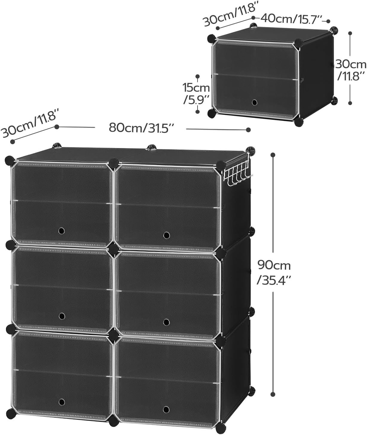 Detalle de HOOBRO Scarpiera con 6 scomparti, sportello e sportelli traspiranti EBK26SC01G1