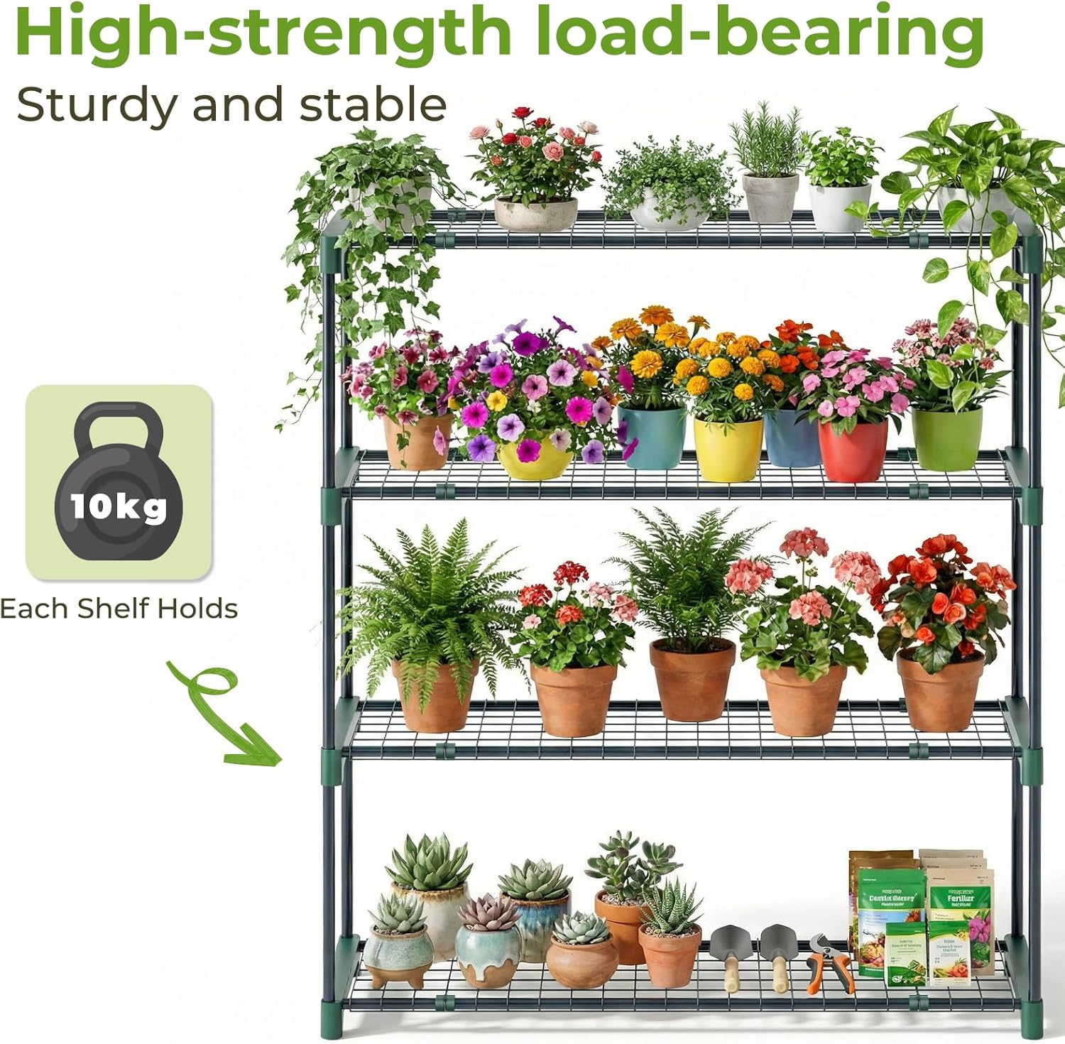 Thumbnail 3 de Ohuhu 4-Tier Plant Greenhouse Shelving (2 Pack) – Extra-Wide Portable Metal Plant Stand, 106 x 90.5 x 30.5cm