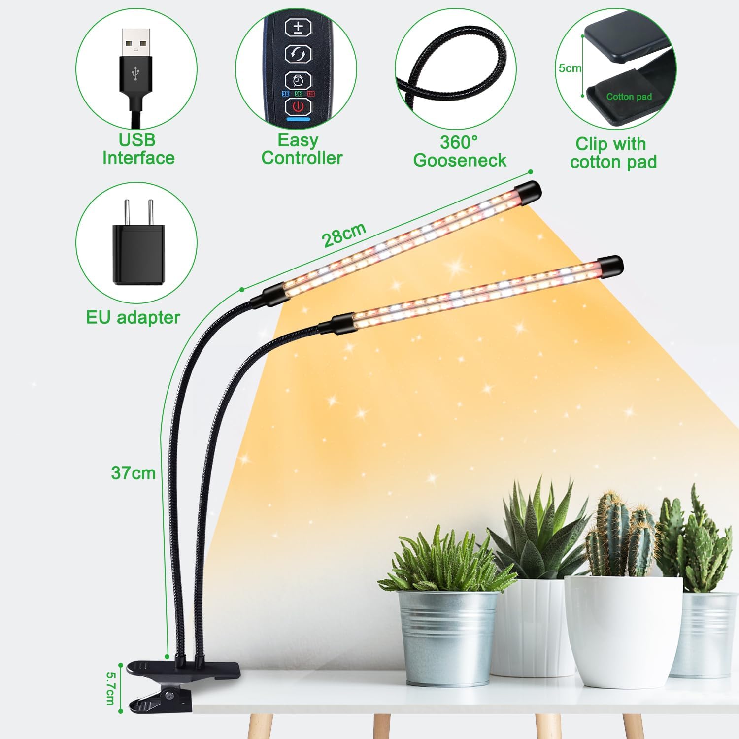 Detalle 1 de Niello Lampe pour Plantes 2 têtes 160LED
