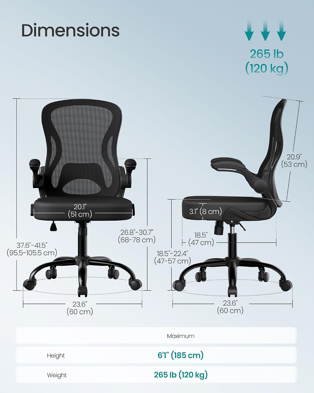 Thumbnail 2 de Ergonomic mesh office chair OBN042BH03