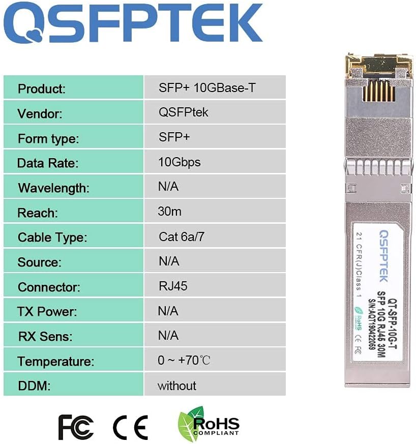 Thumbnail 4 de 2-Pack 10GBASE-T SFP+ Module: 10G SFP+ to RJ45 Copper Transceiver for Cisco, Ubiquiti, Netgear and More