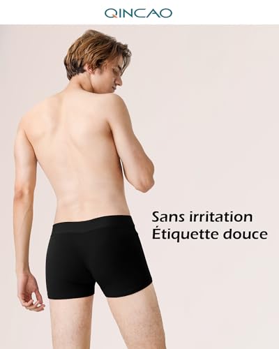 Detalle 2 de QINCAO Boxers Homme Lot de 6 Coton sous-vêtement Fitted Trunk Noir L – Doux, Confort et Bon Rapport Qualité-Prix