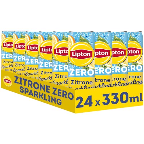 Detalle 1 de Lipton Sparkling Zero Eistee Zitronengeschmack – 24 Dosen à 0,33 l, zuckerfrei