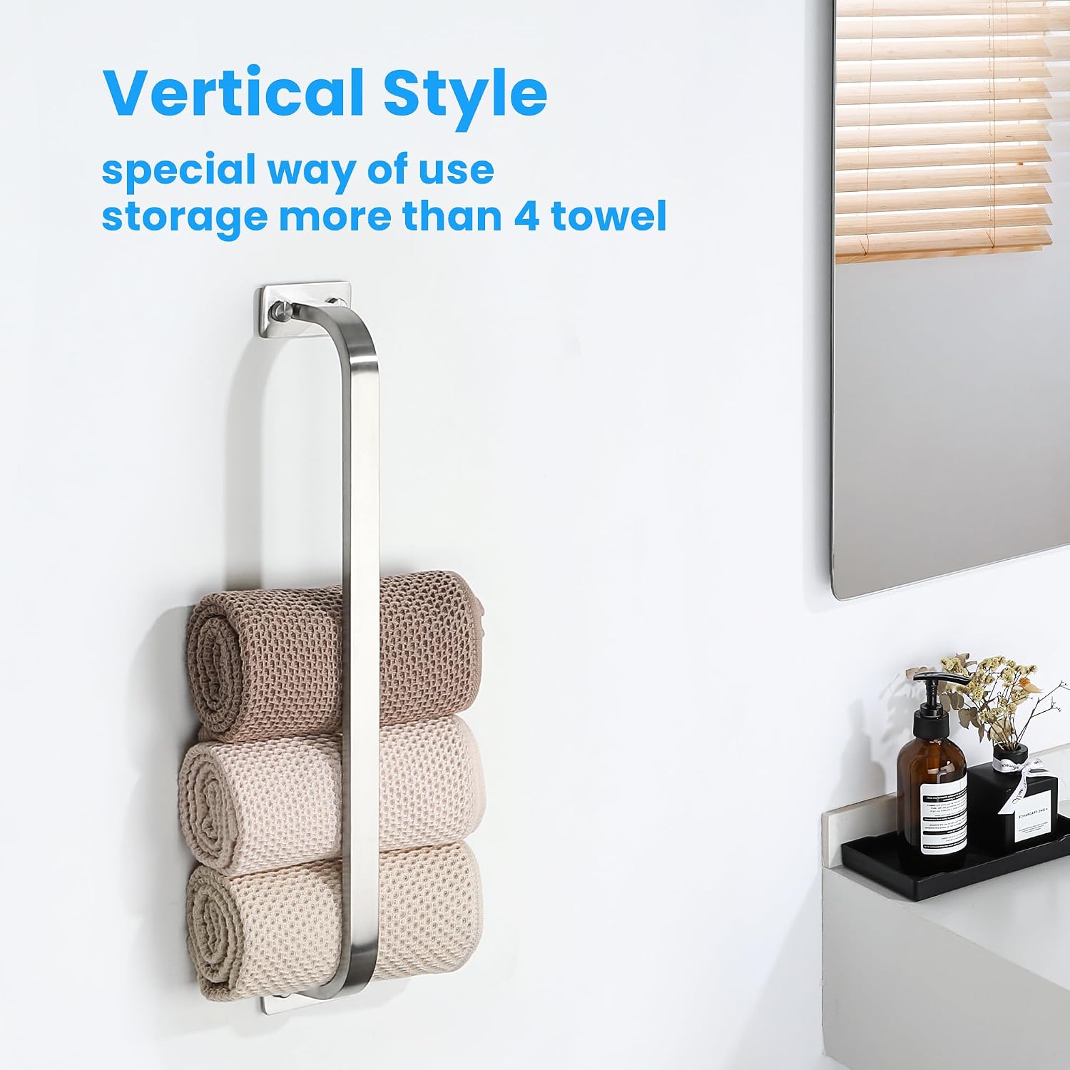 Detalle de Mooche Brushed Towel Rail Wall Mounted, 40cm