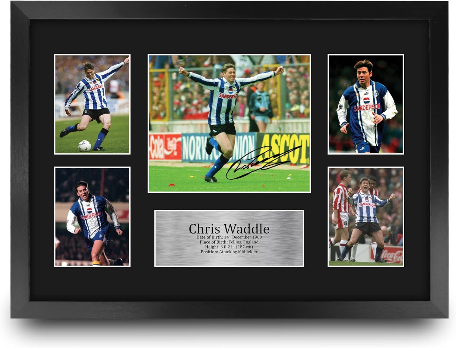 Thumbnail 2 de HWC Trading Chris Waddle Sheffield Wednesday Gifts: Printed Signed Autograph Picture, A4 Portrait Framed
