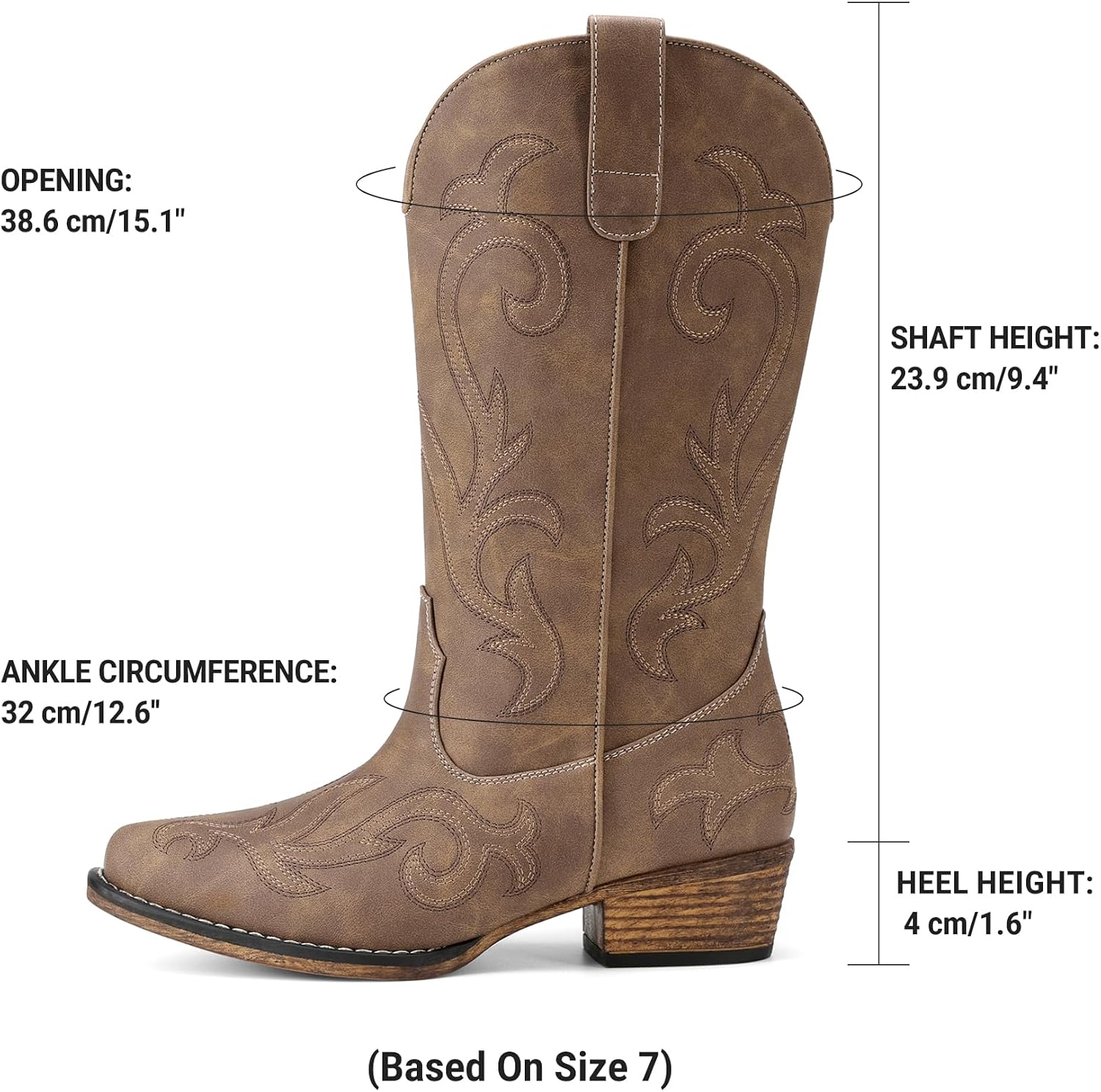 Detalle 2 de DREAM PAIRS Women's Western Boots, Mid-Calf