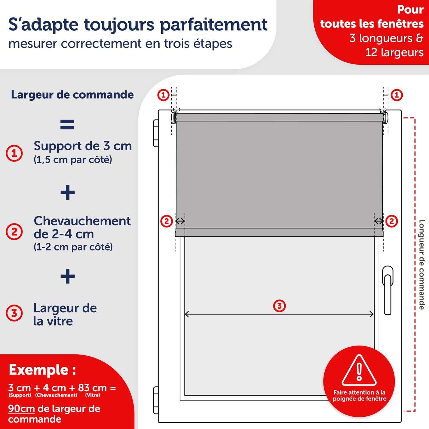 Thumbnail 3 de Blumtal store enrouleur occultant 80 x 210 cm sans perçage (gris) – réglage à chaînette, 4 couches