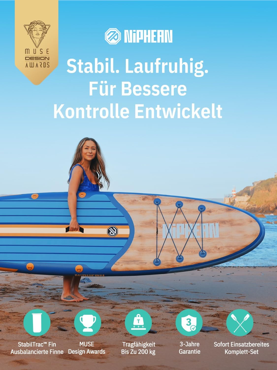 Thumbnail 1 de niphean Stand-Up-Paddleboard 320 cm inkl. Sitz & Zubehör (bis 200 kg Tragkraft)