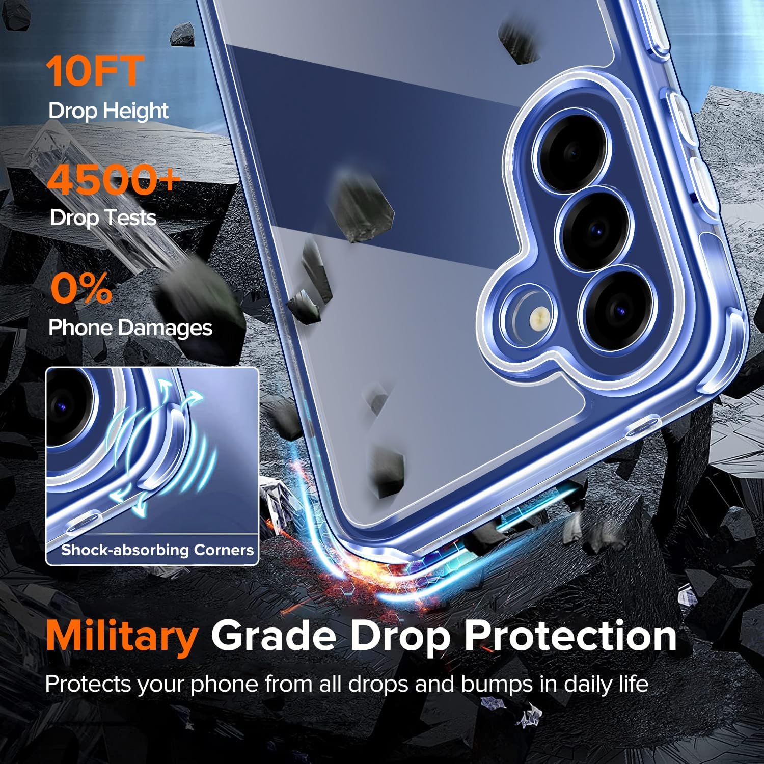 Thumbnail 4 de ivoler 3-in-1 Cover for Samsung Galaxy A57 5G with 2-pack Screen Protector (Military anti-shock) – Transparent Blue