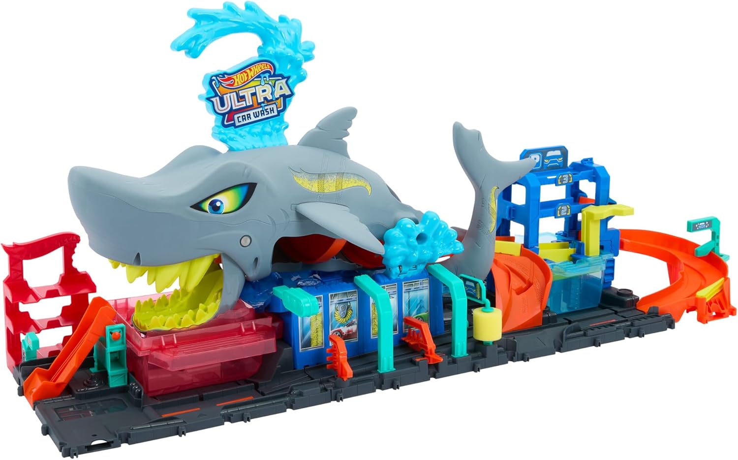 Detalle 2 de Hot Wheels City “Let's Race” - Túnel de lavado con tiburón 🦈
