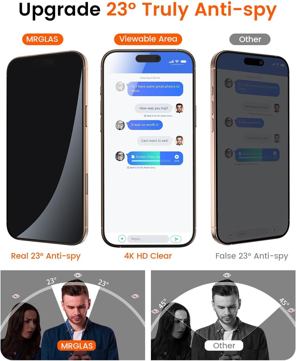 Detalle de MRGLAS Privacy Screen Protector for iPhone 16 Pro Max