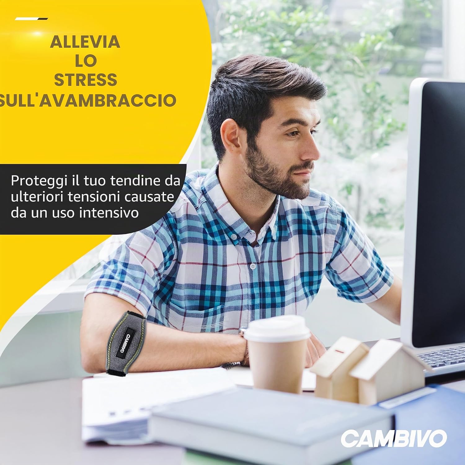 Detalle 2 de CAMBIVO 2 Pezzi Tutore Epicondilite Gomito Regolabile – Gomitiera per Epicondilite con Imbottitura EVA