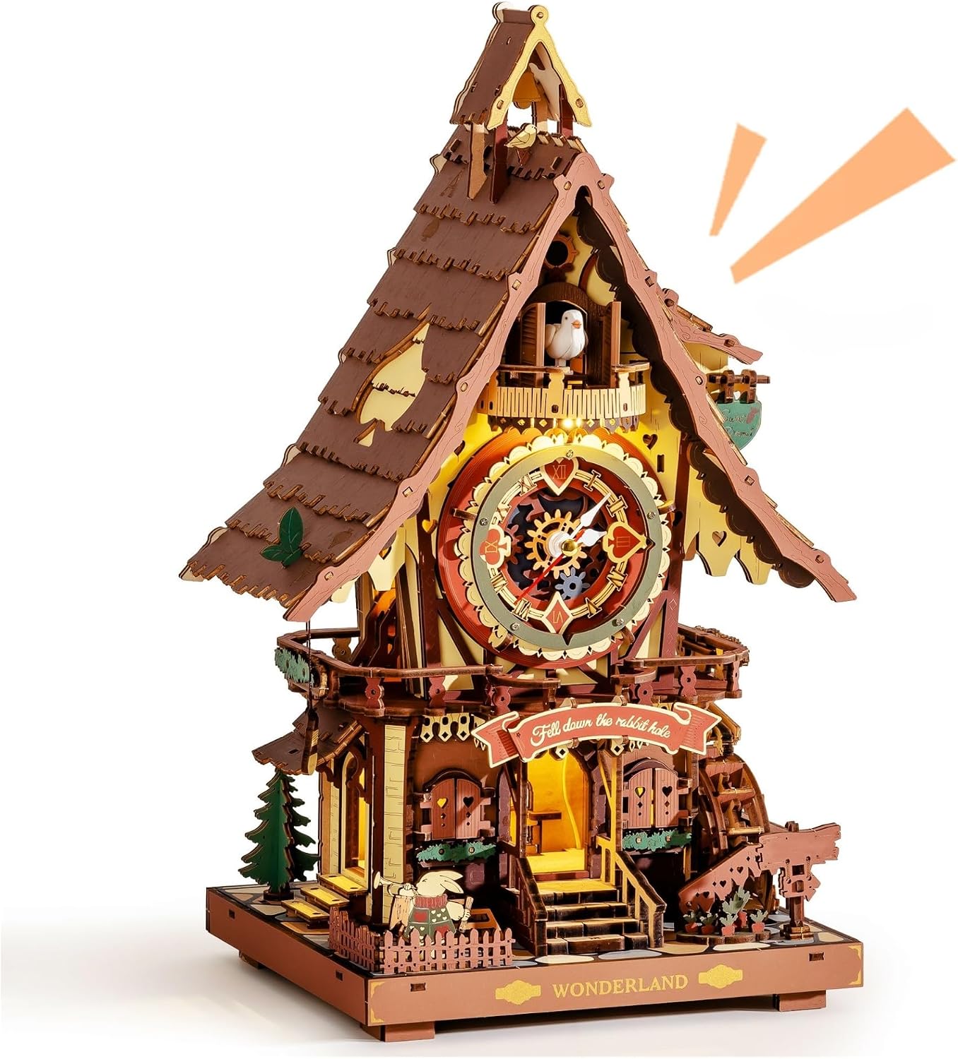 Detalle de ROKR LC901C Cuckoo Clock 3D wooden puzzle model 🧩