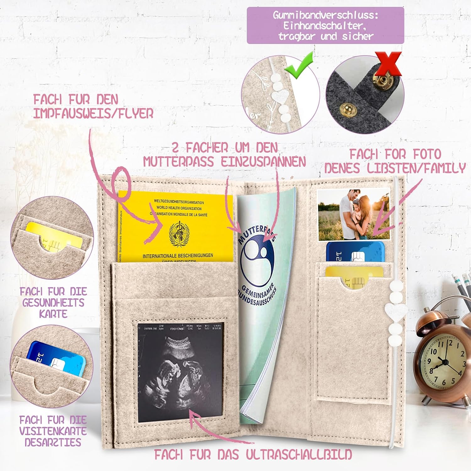 Thumbnail 1 de Marvelights Mutterpasshülle Filz für Mutterpass und Impfpass – Geschenk