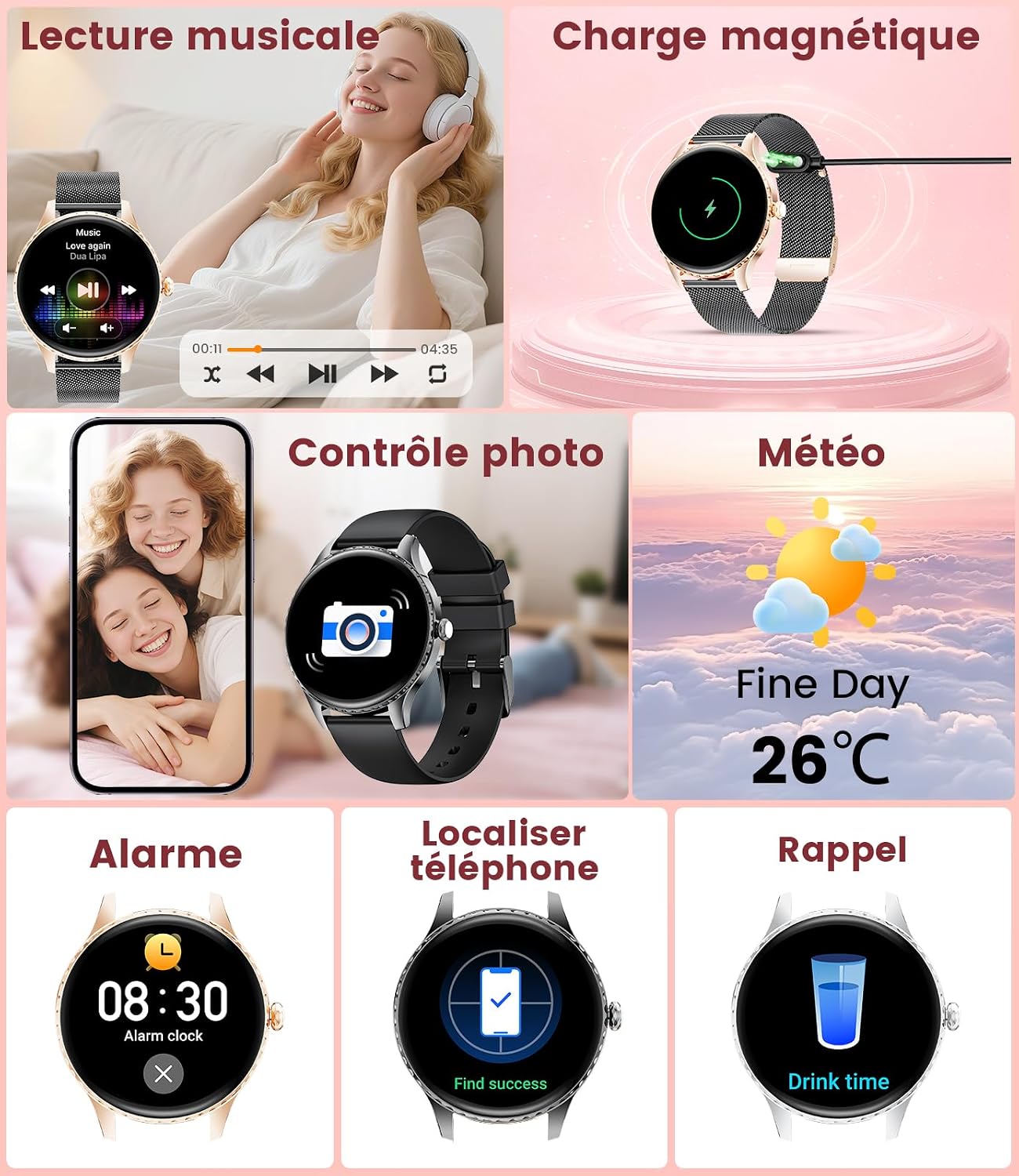Thumbnail 6 de LIGE SMART Montre Connectée Femme avec Appel Bluetooth et Écran AMOLED 1,32