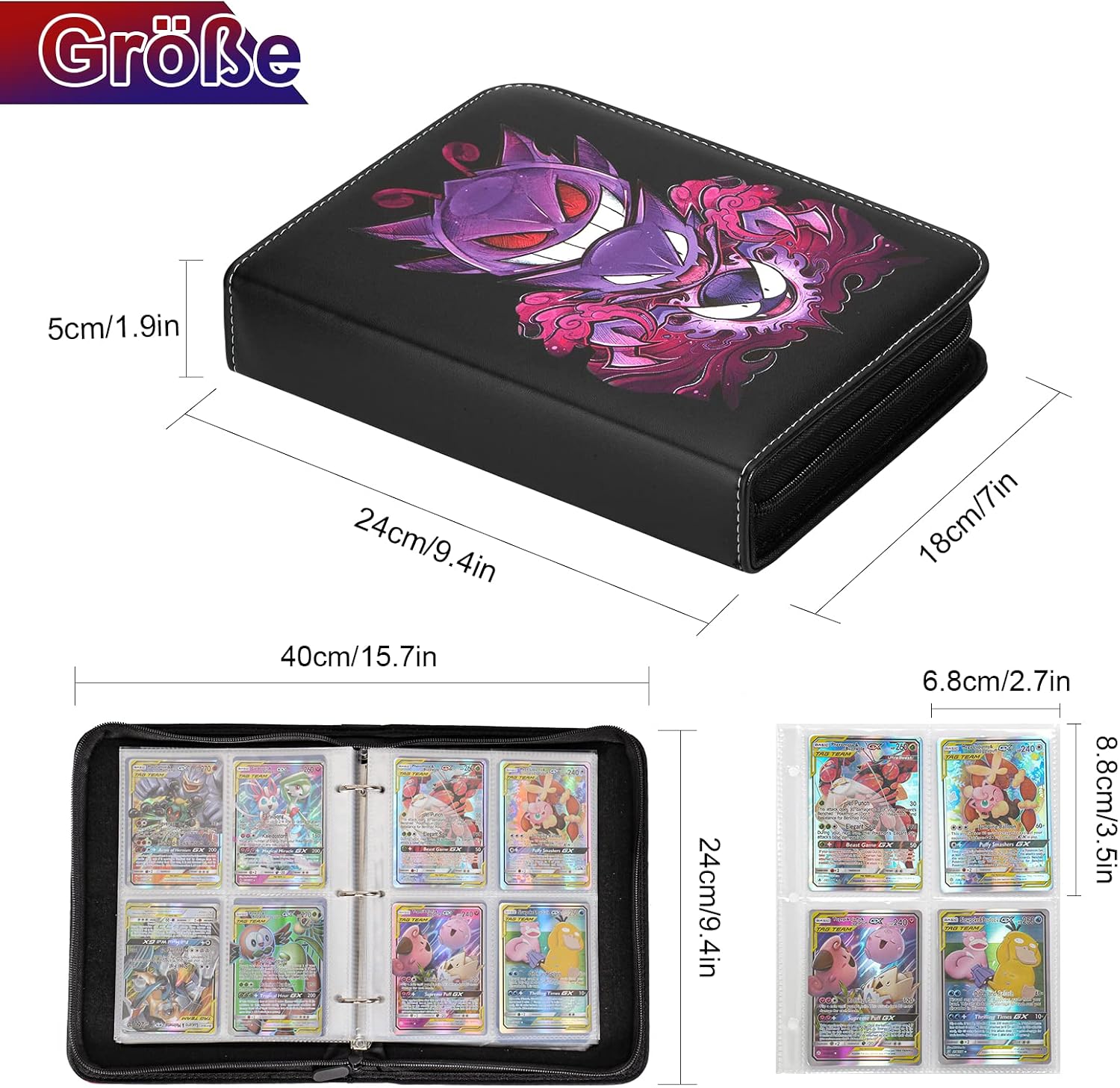 Thumbnail 1 de Sammelalbum für Pokemon Karten – 50 Seiten, 400 Taschen, wasserdicht, PU-Leder, tragbar