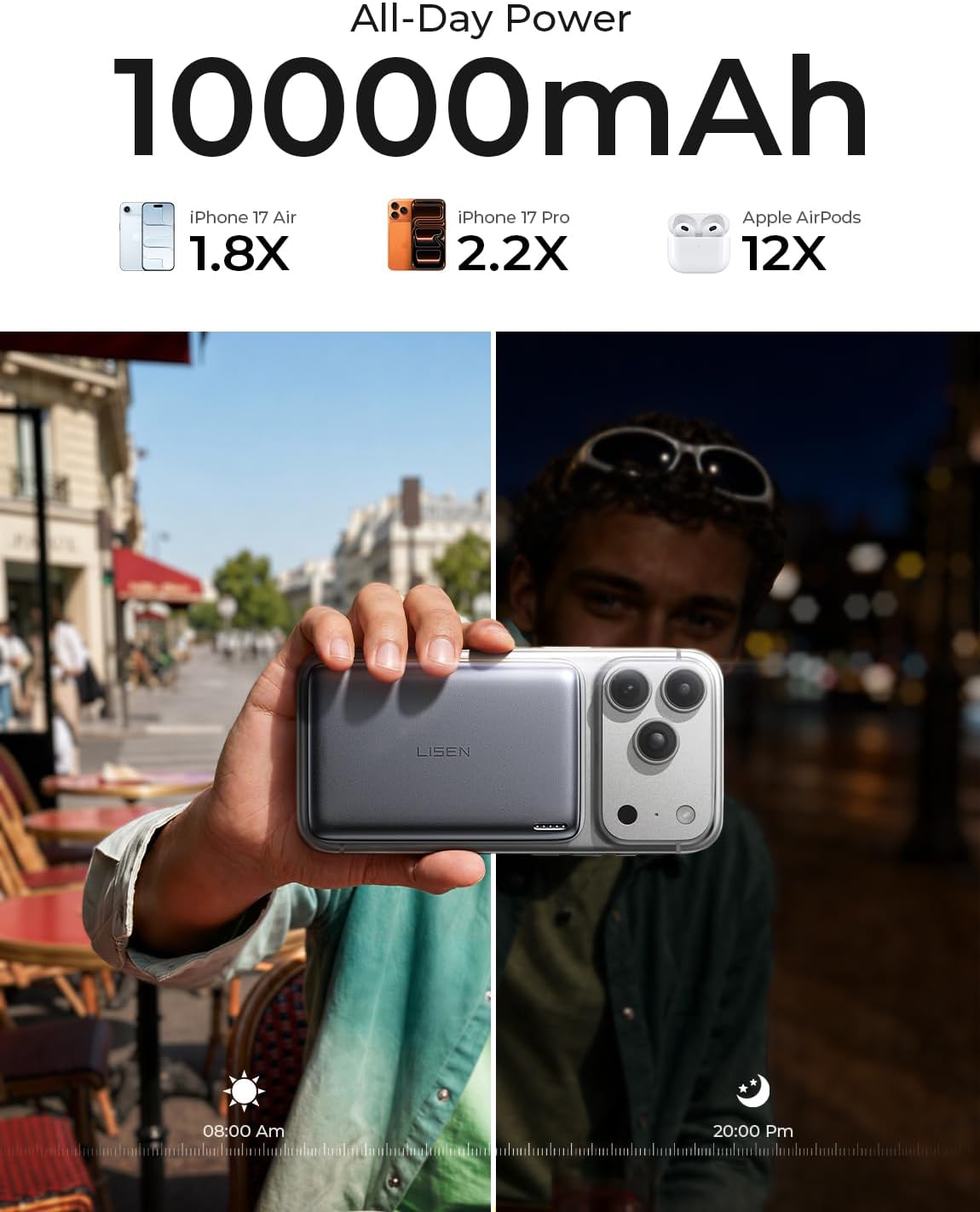 Thumbnail 5 de LISEN 2E465 Magnetic Power Bank, 10,000mAh, Qi2, 27W USB-C