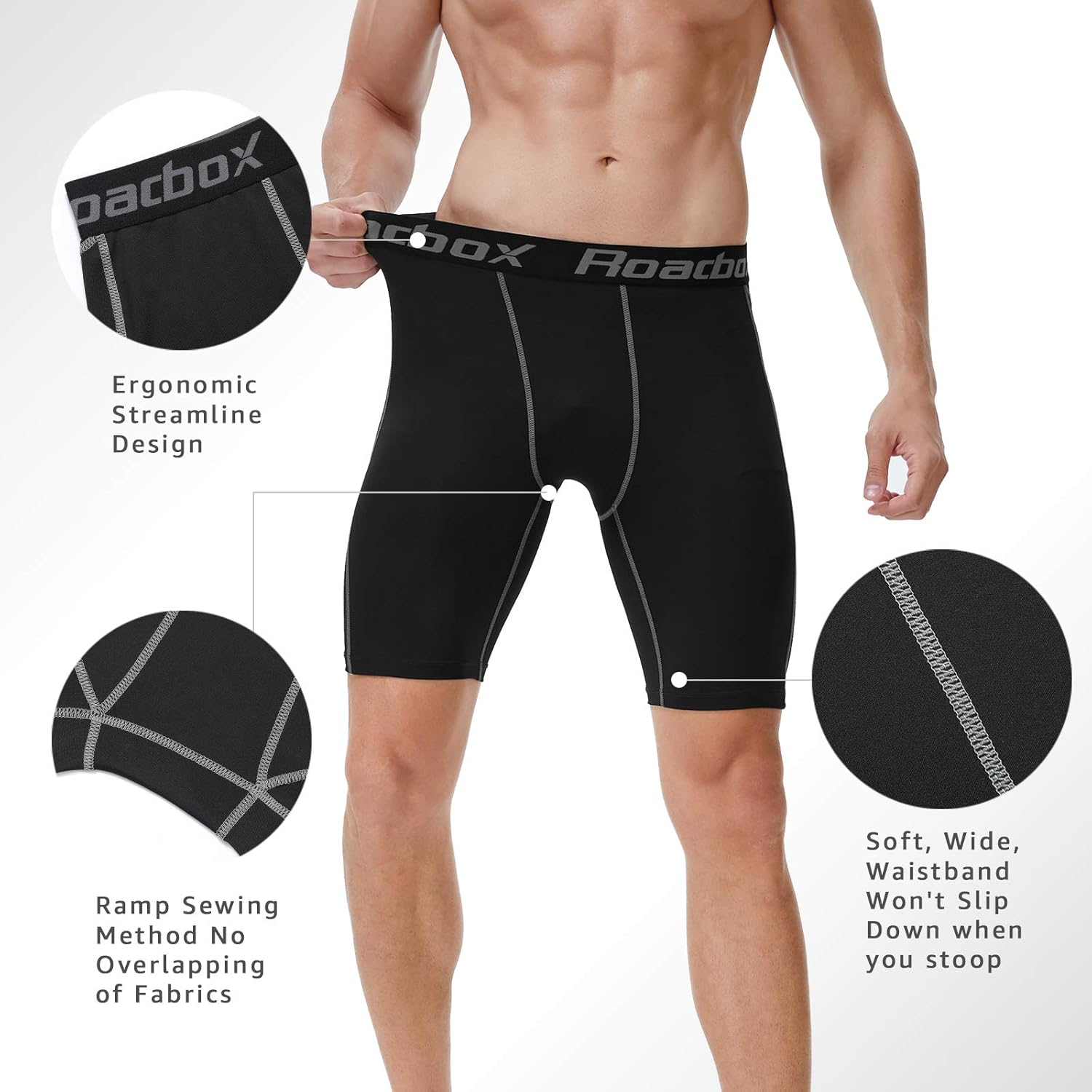 Thumbnail 4 de Roadbox Compression Shorts Mens – 1, 2 or 3 Pack Base Layer for Running, Gym and More