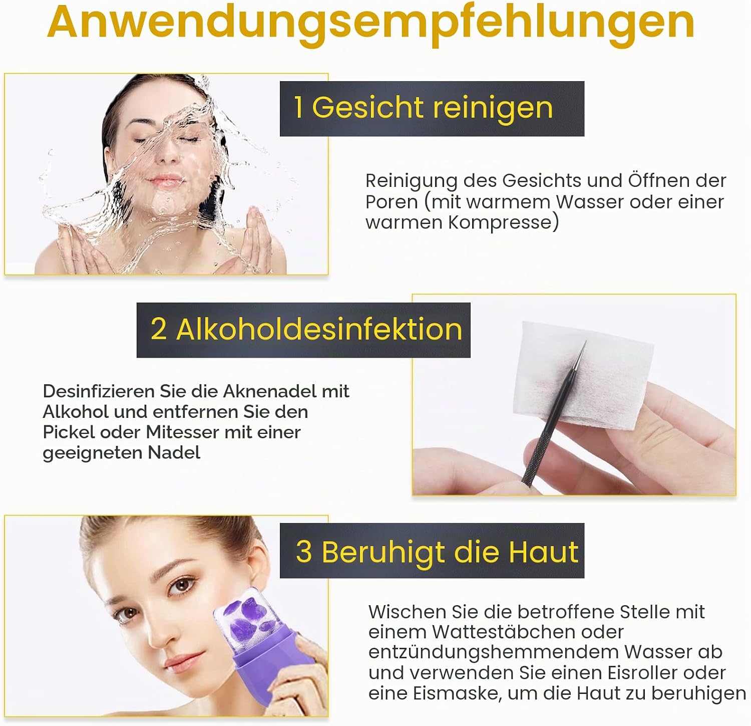 Thumbnail 5 de IUMAKEVP Mitesserentferner Komedonenquetscher Set 15-tlg