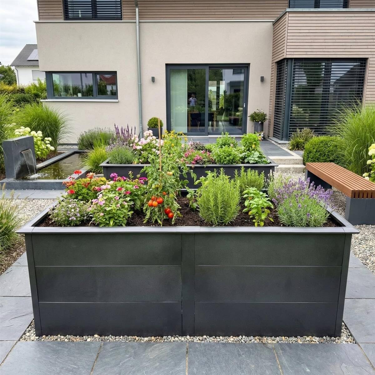 Thumbnail 2 de Metzler Hochbeet für den Garten – Stahl in Eisenglimmer (DB 703) mit integriertem Schneckenschutz, 206 x 106 x 77 cm
