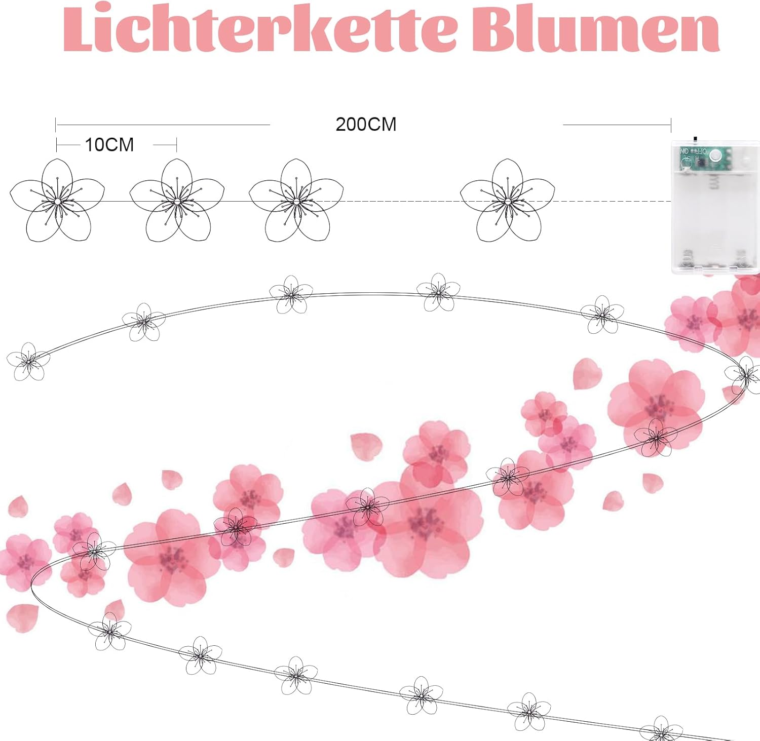 Thumbnail 1 de Auting LED Kirschblüten Lichterkette Deko 2M – 20 LEDs, Timer, batteriebetrieben