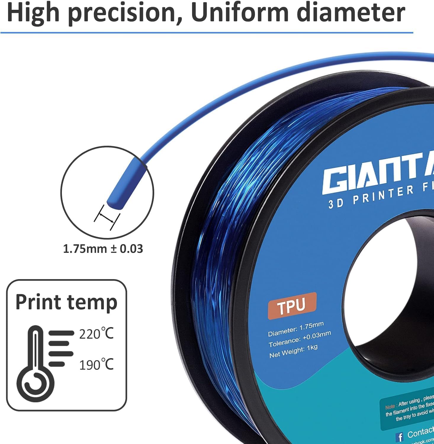 Thumbnail 1 de GIANTARM TPU Filament 1,75 mm 1 kg 🖨