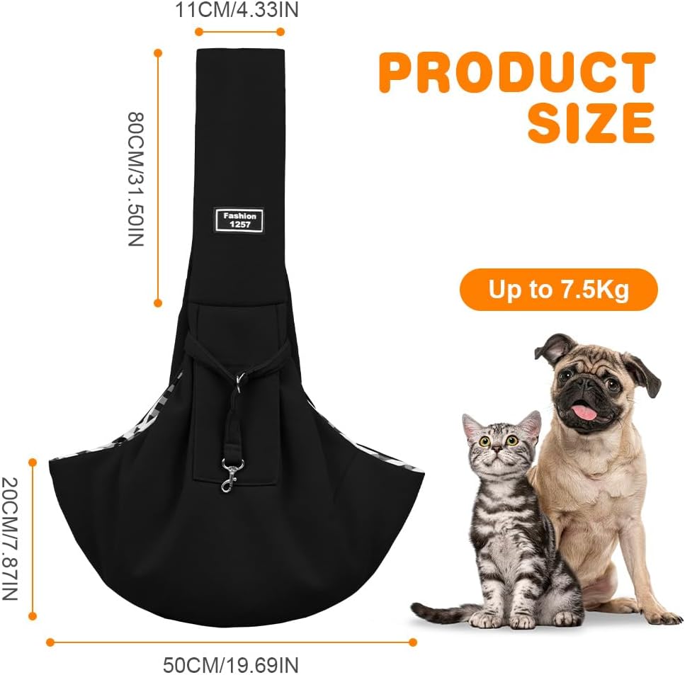 Detalle de AUYAO A - Zwart hondendraagtas van polyester, omkeerbaar, tot 7,5 kg