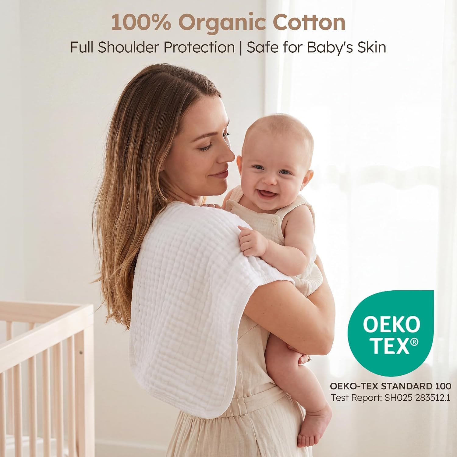 Detalle de Yoofoss Muslin Burp Cloths, 10-Pack Organic Cotton, 20 x 10 in, White